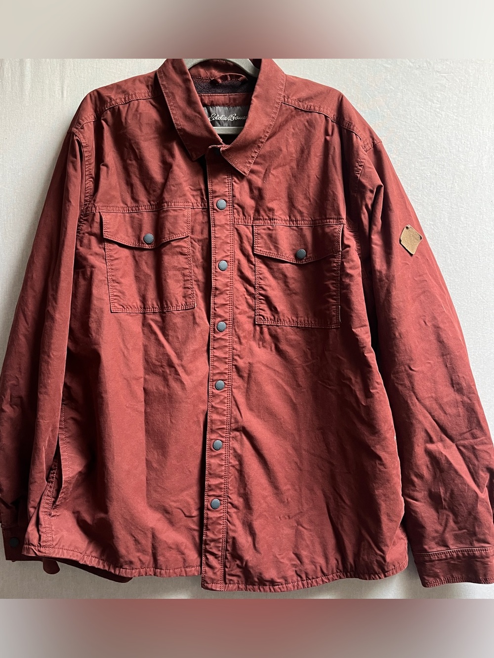 Eddie Bauer Mens XL Fleece Lined Shirt Jacket Shacket Snap Front XL